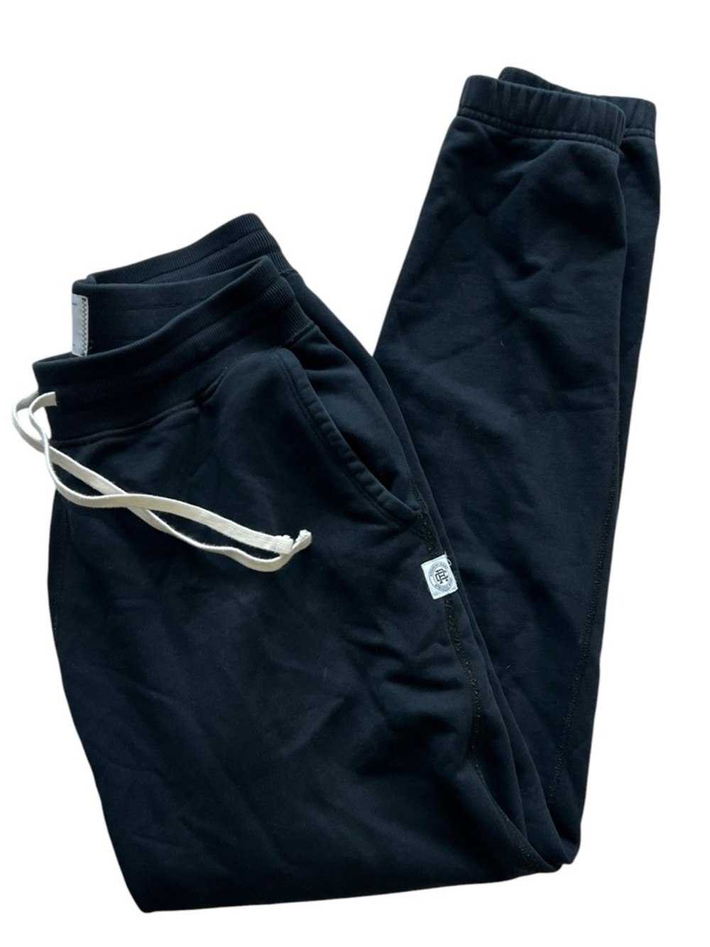 Reigning Champ Black Sweatpants with White Drawstring